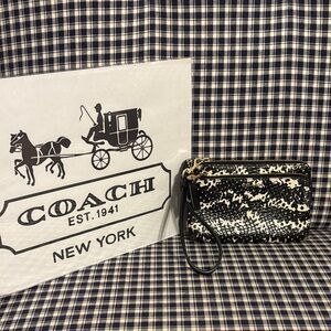 Coach Madison two tone python embossed double zip wristlet